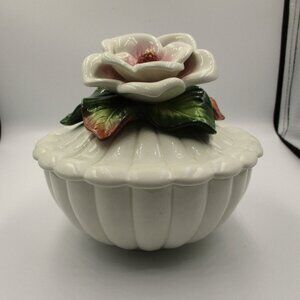 Rare Fitz & Floyd Grandiflora Wildroses Magnolia Blossom Porcelain Bowl Candy